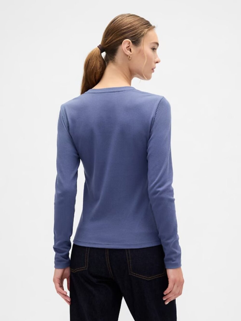 NWT XL Blue Gap Ribbed Button-Up Top - Picture 2 of 3